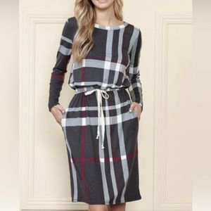 Dark grey plaid dress NWOT